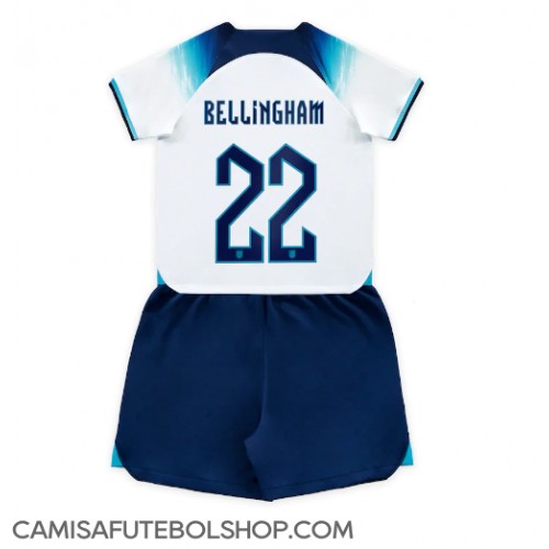 Camisa de time de futebol Inglaterra Jude Bellingham #22 Replicas 1º Equipamento Infantil Mundo 2022 Manga Curta (+ Calças curtas)